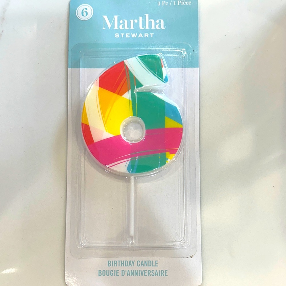 NEW Martha Stewart Colorful Number 6 Birthday Candle